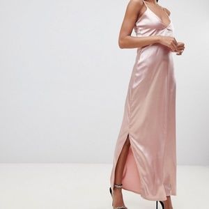 ASOS Dress silky slip maxi pink